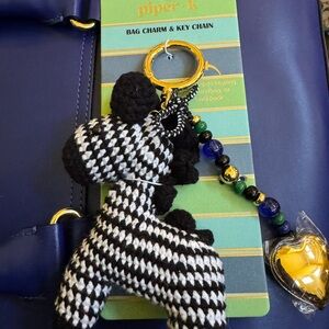 Piper K Black and White Zebra Bag Charm Keychain
